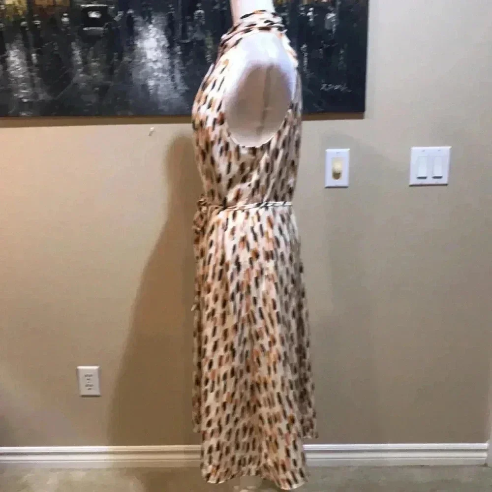 Banana Republic Twist Neck Halter Styling Midi Silk Look Fit and Flare Dress-MP